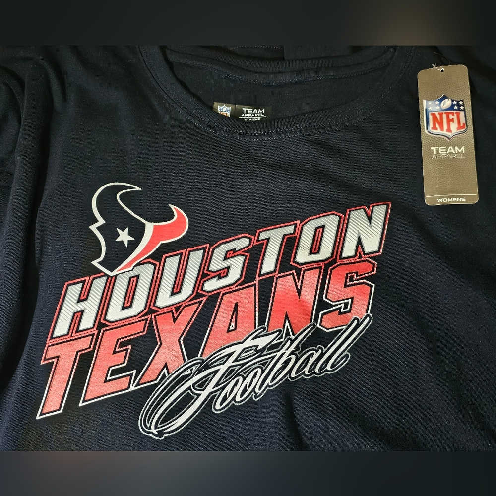 Houston Texans Football Women's Plus Size Jazzed Up II Long Sleeve T Shirt - NWT
